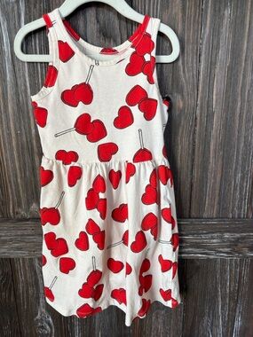 H&M Cream Tank Dress with Red Heart Lollipop Print